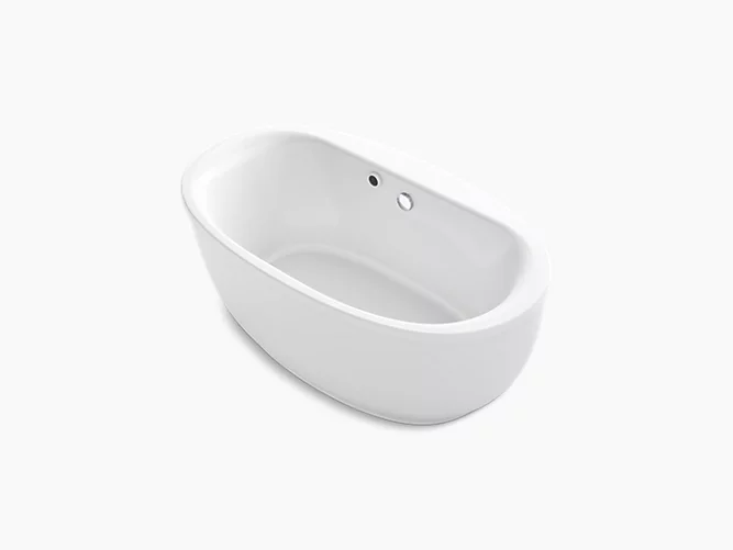 Sunstruck®65-1/2" x 35-1/2" oval freestanding bath with Bask® heated surface and fluted shroud K-6369-W1-0-0-large